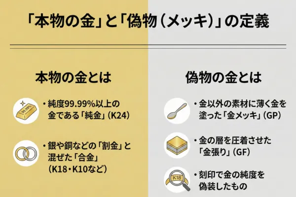 「本物の金」と「偽物(メッキ)」の定義