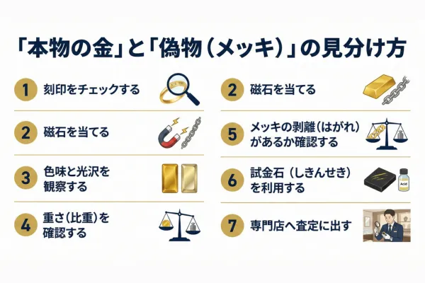「本物の金」と「偽物(メッキ)」の見分け方