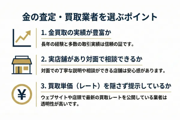 金の査定・買取業者を選ぶポイント