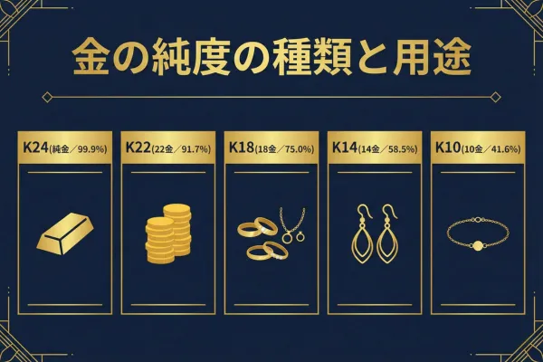 金の純度の種類と用途