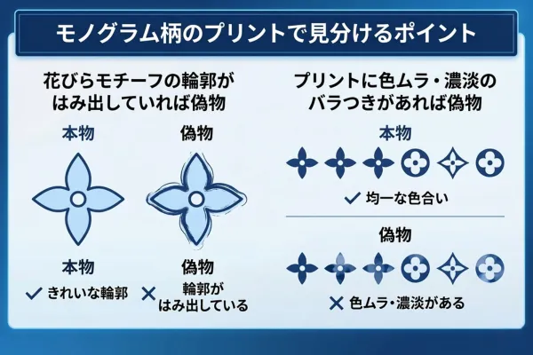 モノグラム柄のプリントで見分けるポイント