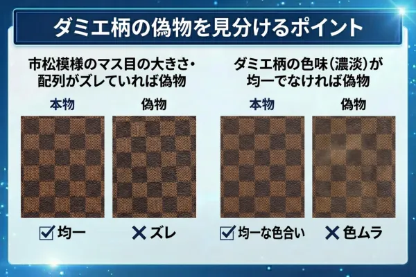 ダミエ柄の偽物を見分けるポイント