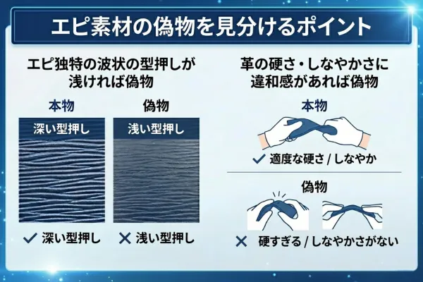 エピ素材の偽物を見分けるポイント