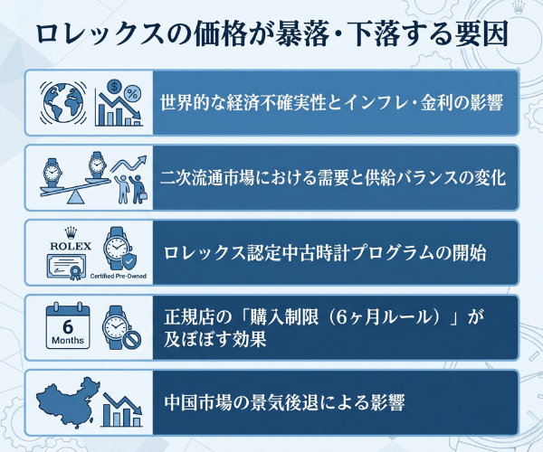 ロレックスの価格が暴落・下落する要因
