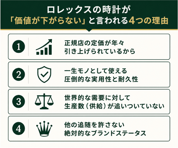 ロレックスの時計が「価値が下がらない」と言われる4つの理由