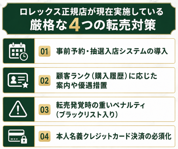 ロレックス正規店が現在実施している厳格な4つの転売対策