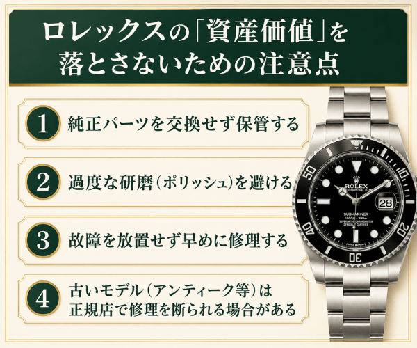 ロレックスの「資産価値」を落とさないための注意点