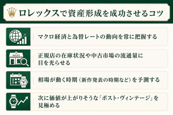 ロレックスで資産形成を成功させるコツ