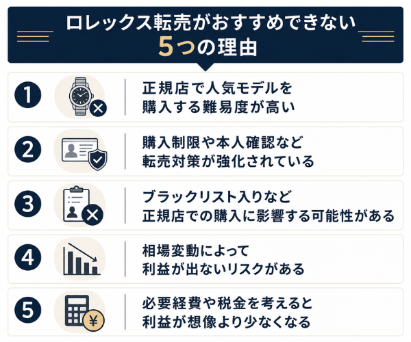 ロレックス転売がおすすめできない5つの理由