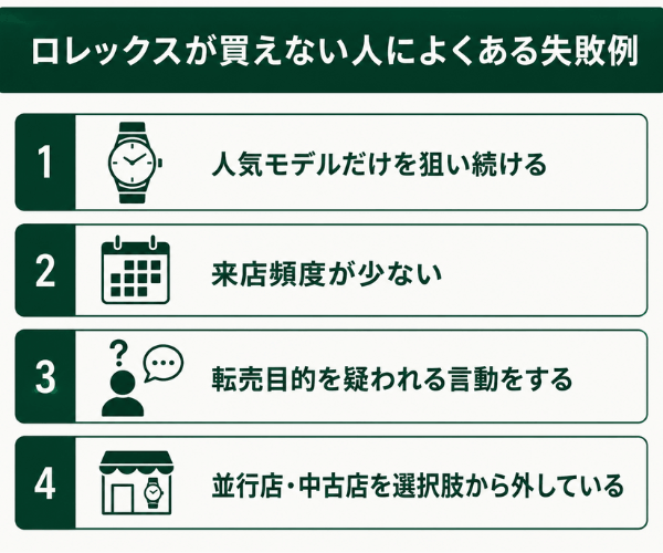 ロレックスが買えない人によくある失敗例