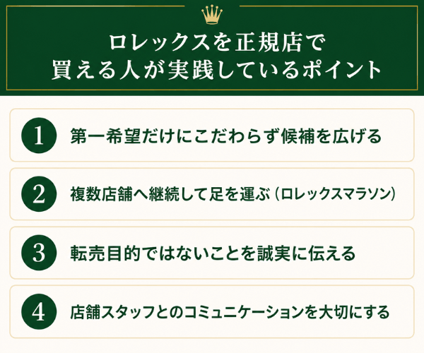 ロレックスを正規店で買える人が実践しているポイント
