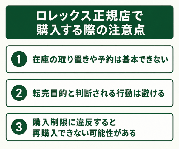 ロレックス正規店で購入する際の注意点