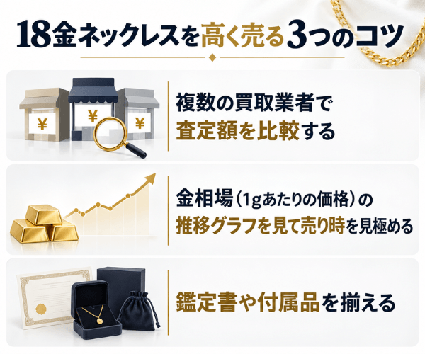 18金ネックレスを高く売る3つのコツ