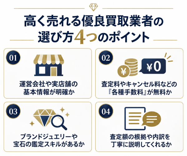 高く売れる優良買取業者の選び方4つのポイント