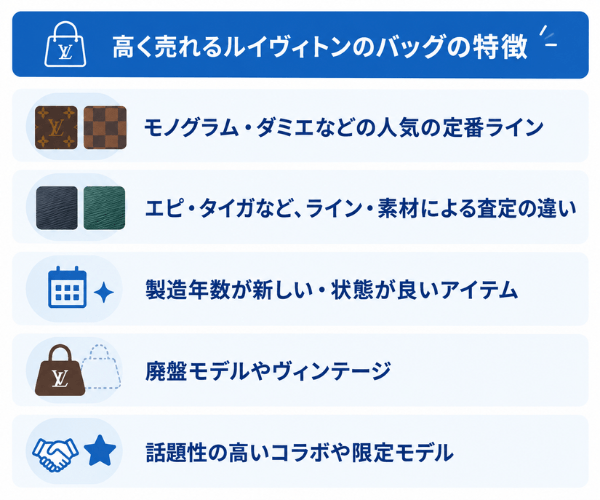 高く売れるルイヴィトンのバッグの特徴