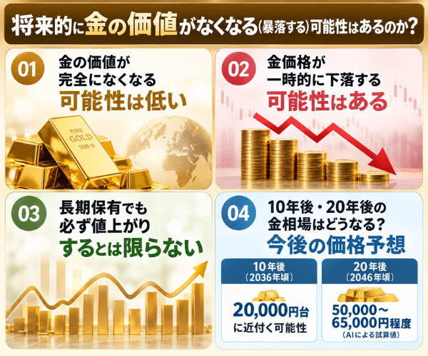将来的に金の価値がなくなる（暴落する）可能性はあるのか？